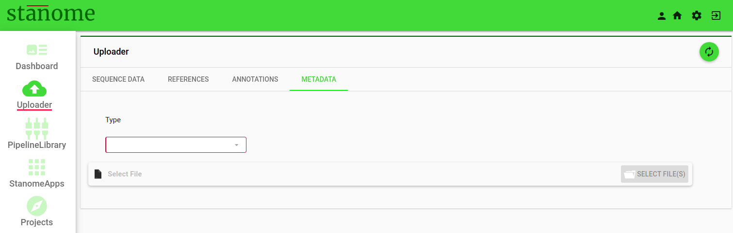 Fig. 1. METADATA FILES upload window.
