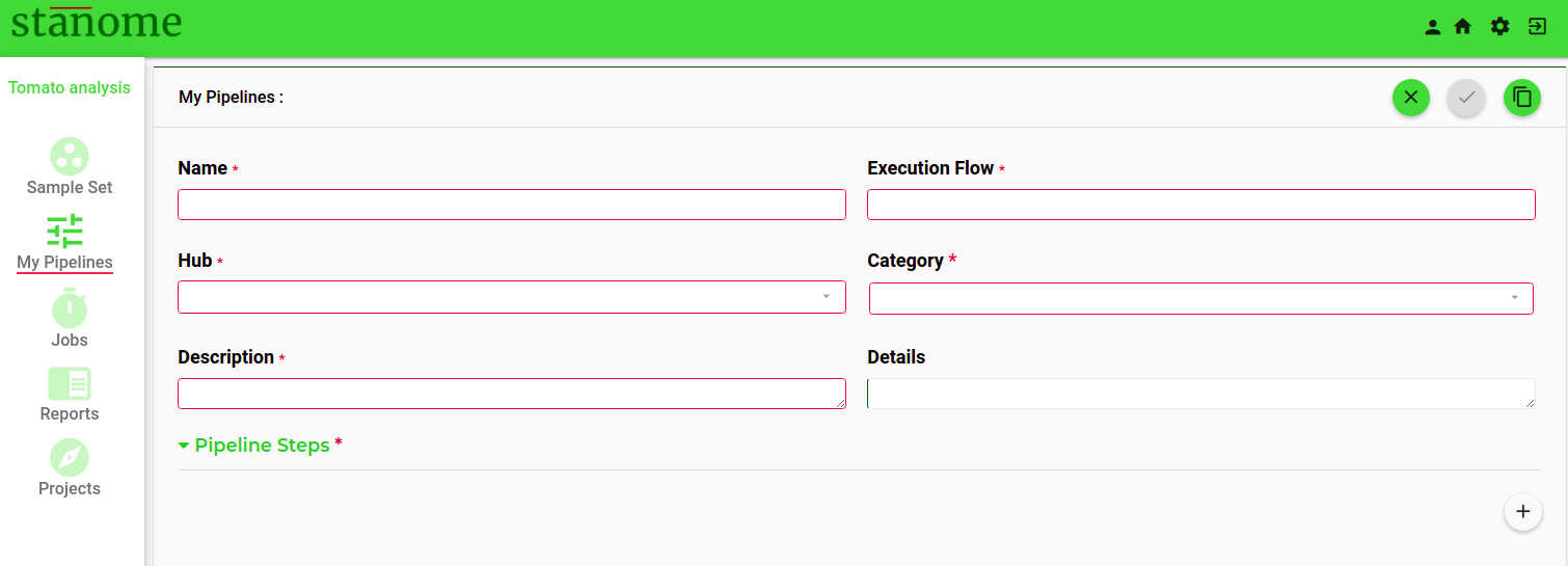 Fig. 1. New pipeline creation window.